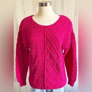 Vintage 90s Hand Knit for The Limited Fuchsia Sweater small layering‎ classic